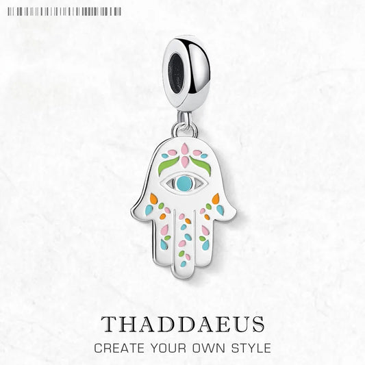 Damen-Charm-Anhänger mexikanische Hand Fatima Hamsa aus Sterlingsilber