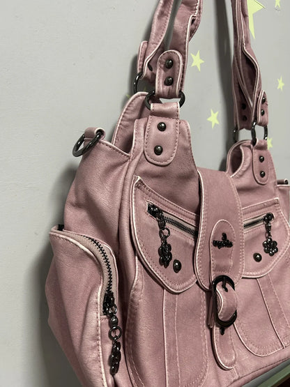 Damen-Schultertasche aus PU mit Top-Griff und Mehrfachfächern, Reißverschluss, Innenfach und Mobiltelefonfach