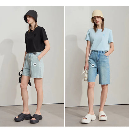 Damen T-Shirt aus Eisprozellan mit Rundhalsausschnitt und antibakteriellen Eigenschaften