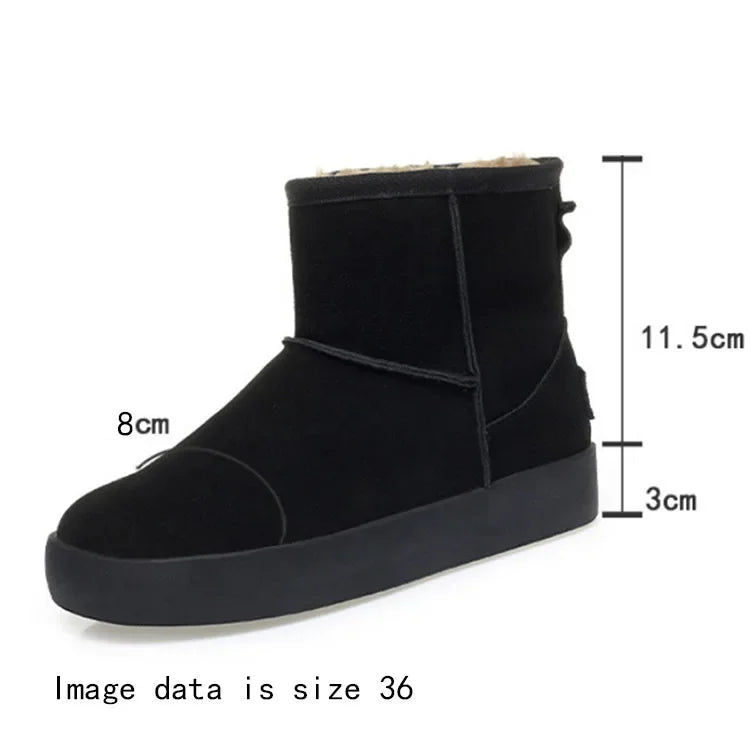 Damen Schnee Stiefel aus echtem Leder mit warmem Wollfutter