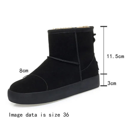 Damen Schnee Stiefel aus echtem Leder mit warmem Wollfutter