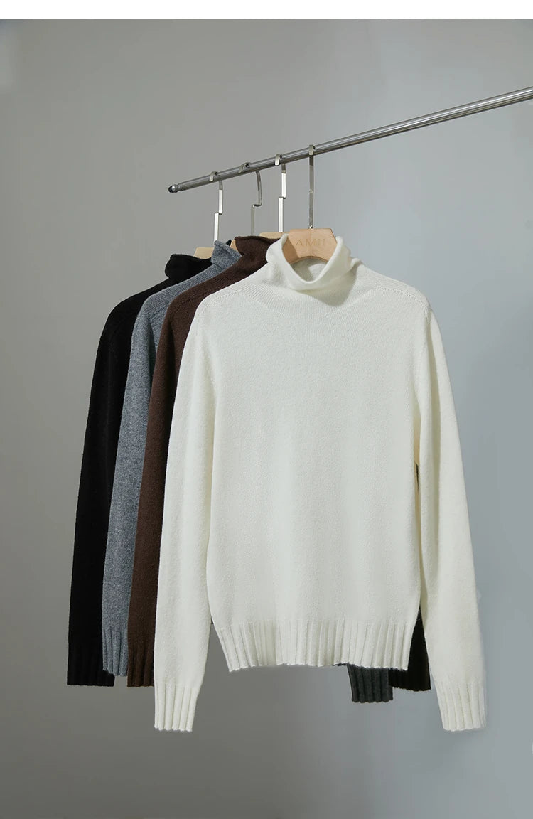 AMII Damenpullover, offwhite, Rollkragen/Cowl-Neck, langarm, Rippenbund unten