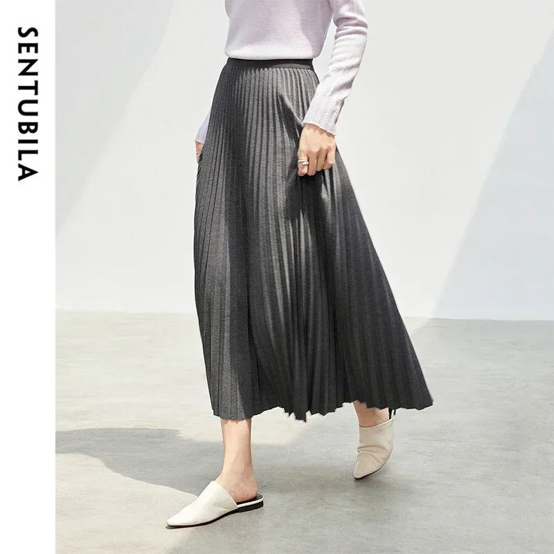 Damen Faltenrock im eleganten A-Linien Schnitt mit hoher Taille für Winter