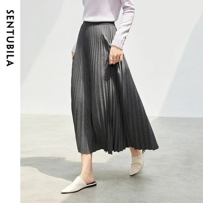 Damen Faltenrock im eleganten A-Linien Schnitt mit hoher Taille für Winter
