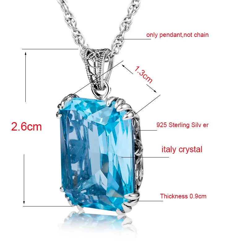Damen-Ohrringe aus Sterlingsilber 925 mit quadratischem Aquamarin-Anhänger handgefertigtes Vintage-Design