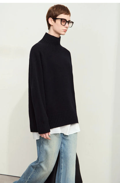 Damen-Rollkragenpullover 100 % Wolle nahtlos antibakteriell Winter