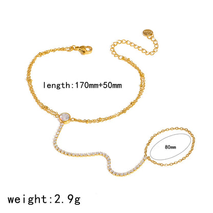 Damen-Handketten-Armband mit Fingerring und Zirkonia