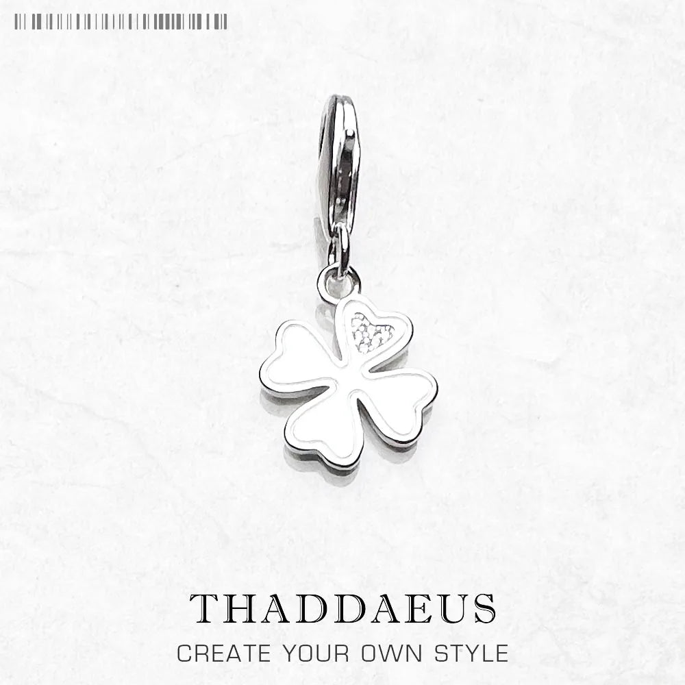 Damen-Charm-Anhänger Kleeblatt klassisch Glück aus Sterlingsilber