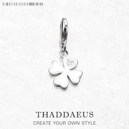 Damen-Charm-Anhänger Kleeblatt klassisch Glück aus Sterlingsilber