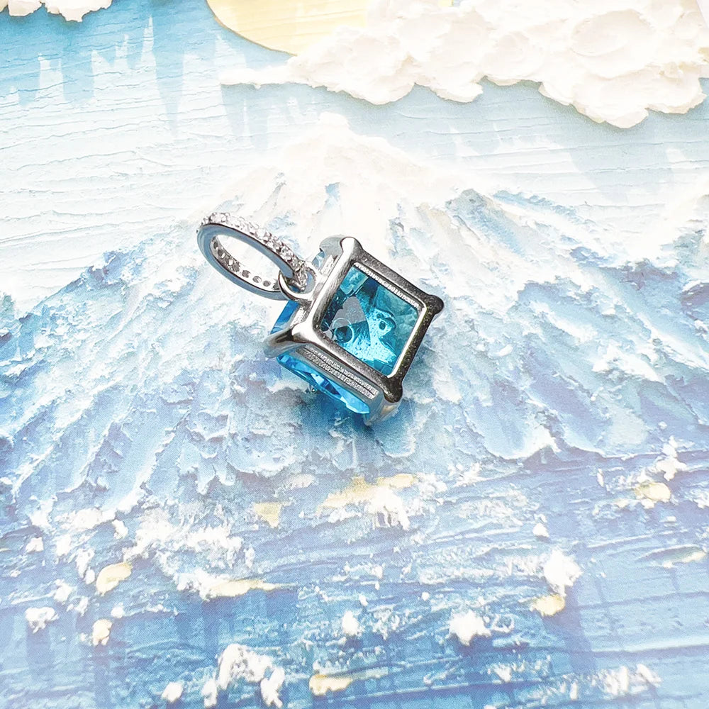 Damen-Charm-Anhänger Stern blauer Stein trendig aus Sterlingsilber