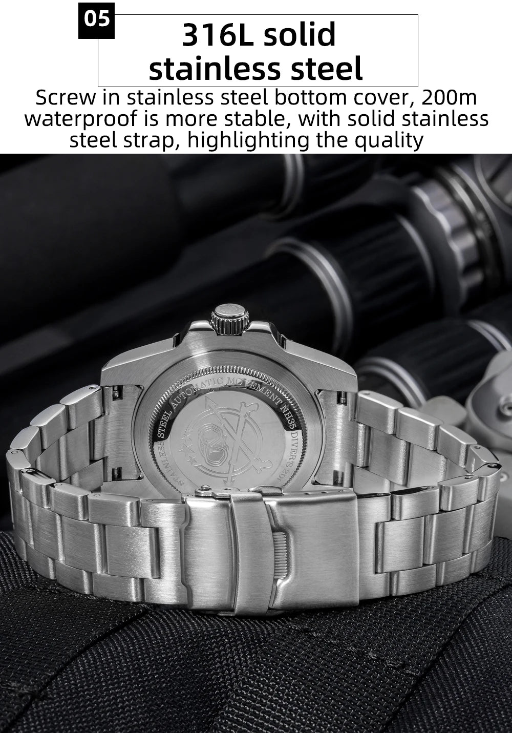 Herren-Taucheruhr mit Keramiklünette und NH35A-Automatikwerk
