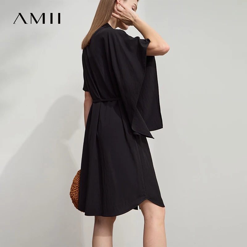 Damenkleid Asymmetrisch Mit Gürtel Elegant Für Berufsdamen