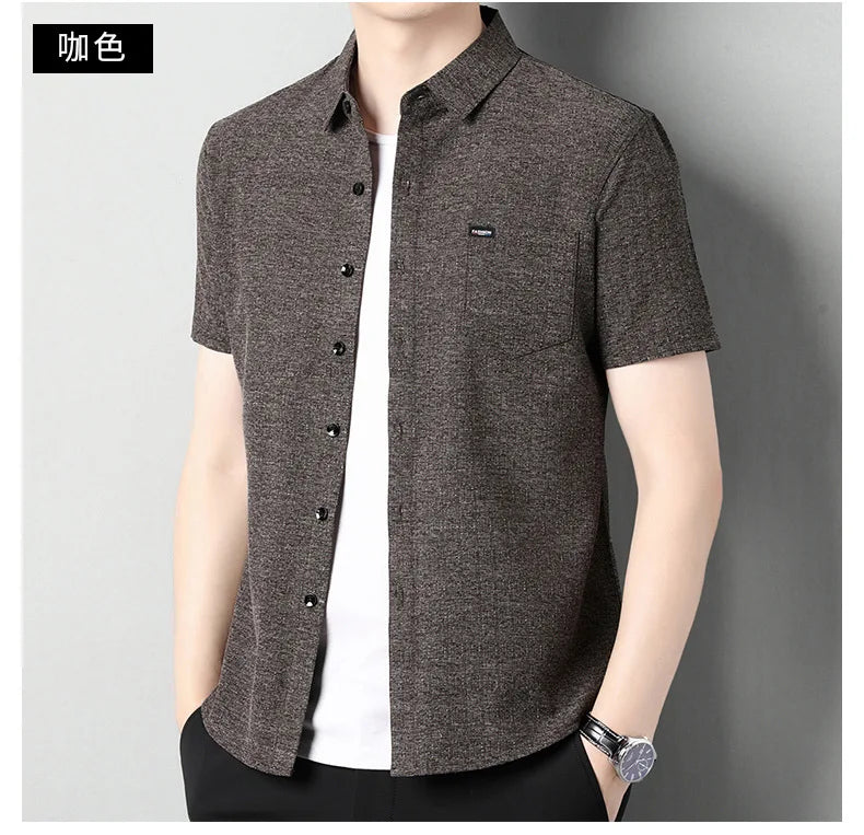 Sommerliches Herren-Kurzarmshirt in Unifarbe – modisches, lässiges Cardigan-Hemd für Jugendliche