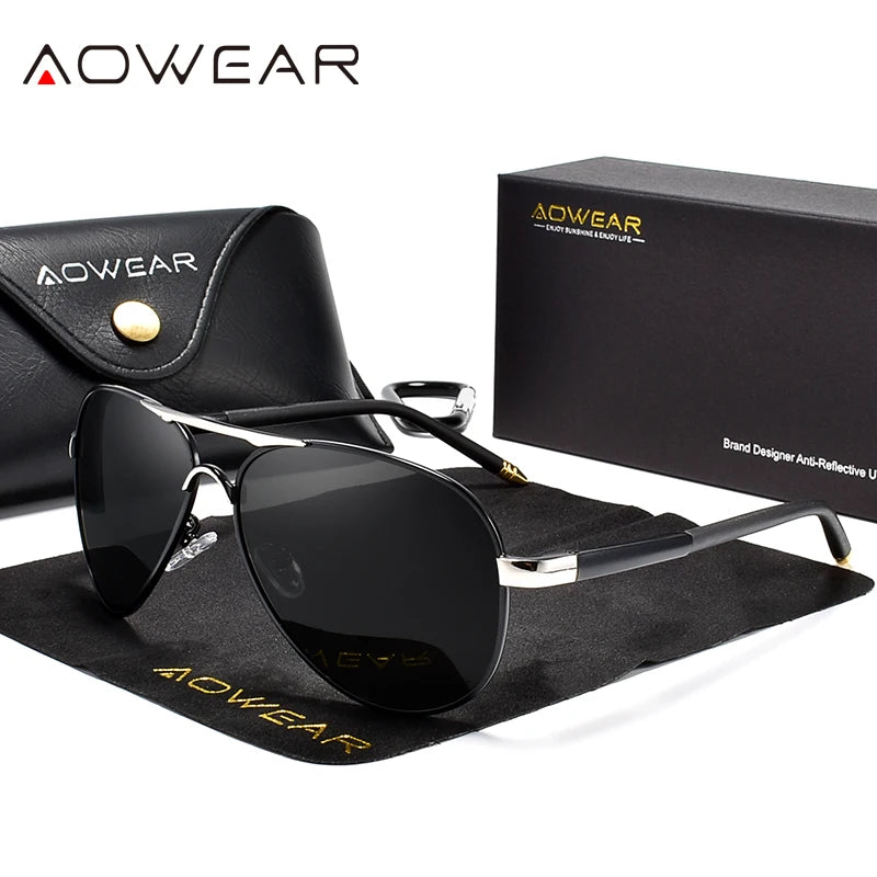 AOWEAR männer Luftfahrt Sonnenbrille Männer Polarisierte Spiegel Sonnenbrille für Mann HD Fahren Pilot Sonnenbrille lunettes de soleil homme
