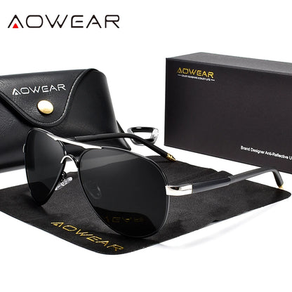 AOWEAR männer Luftfahrt Sonnenbrille Männer Polarisierte Spiegel Sonnenbrille für Mann HD Fahren Pilot Sonnenbrille lunettes de soleil homme