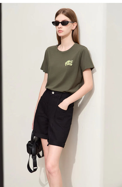 Minimalismus Baumwoll Jeans – Vintage Retro Fashion Shorts für Frauen