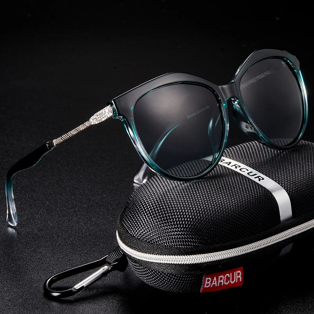 Damen-Sonnenbrille Cat Eye oval Farbverlauf Spiegel polarisiert