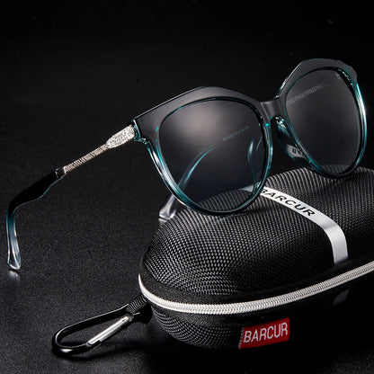 Damen-Sonnenbrille Cat Eye oval Farbverlauf Spiegel polarisiert