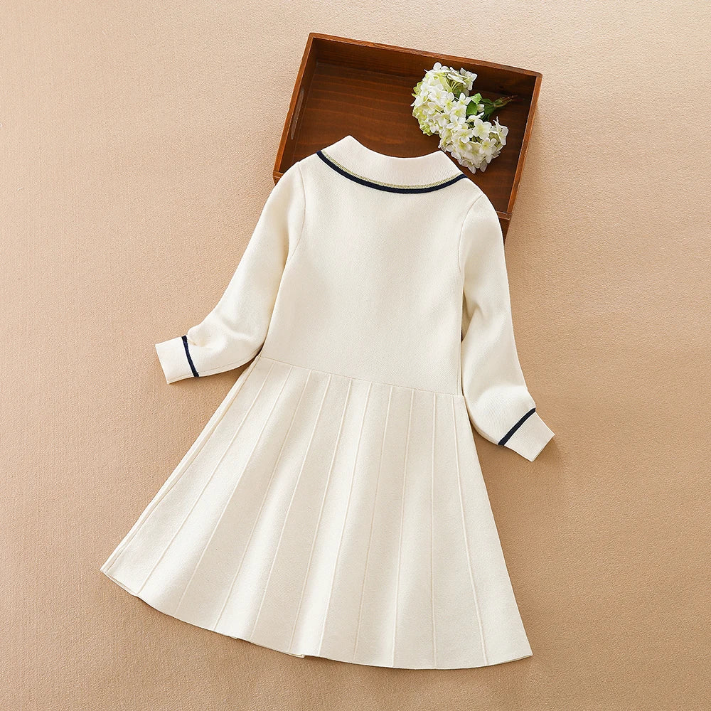 Kinder Mädchen Gestrickte Kleider 2024 Neue Warme Pullover Kleid Kinder Kleidung Langarm Casual Kleid Baby Mädchen Prinzessin Kleid