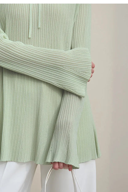 Amii Damenpullover Ärmel-Detail: mintgrüner Strick mit feinem Rippenmuster