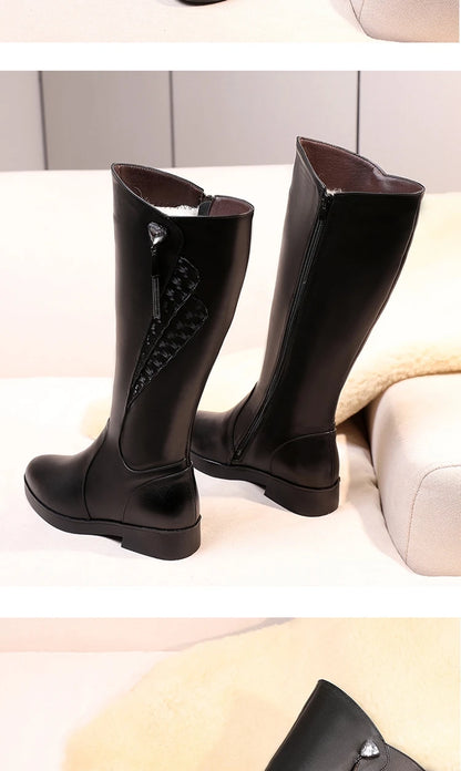 AIYUQI Women Winter Boots 2025 New Genuine Leather Women Long Boots Anti Slip Large Size 41 42 43 Wool Warm Knight Boots Women