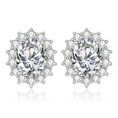 Damen-Ohrstecker Aquamarin Mit Diamanten Aus 925 Sterlingsilber Großes Edelstein-Duo