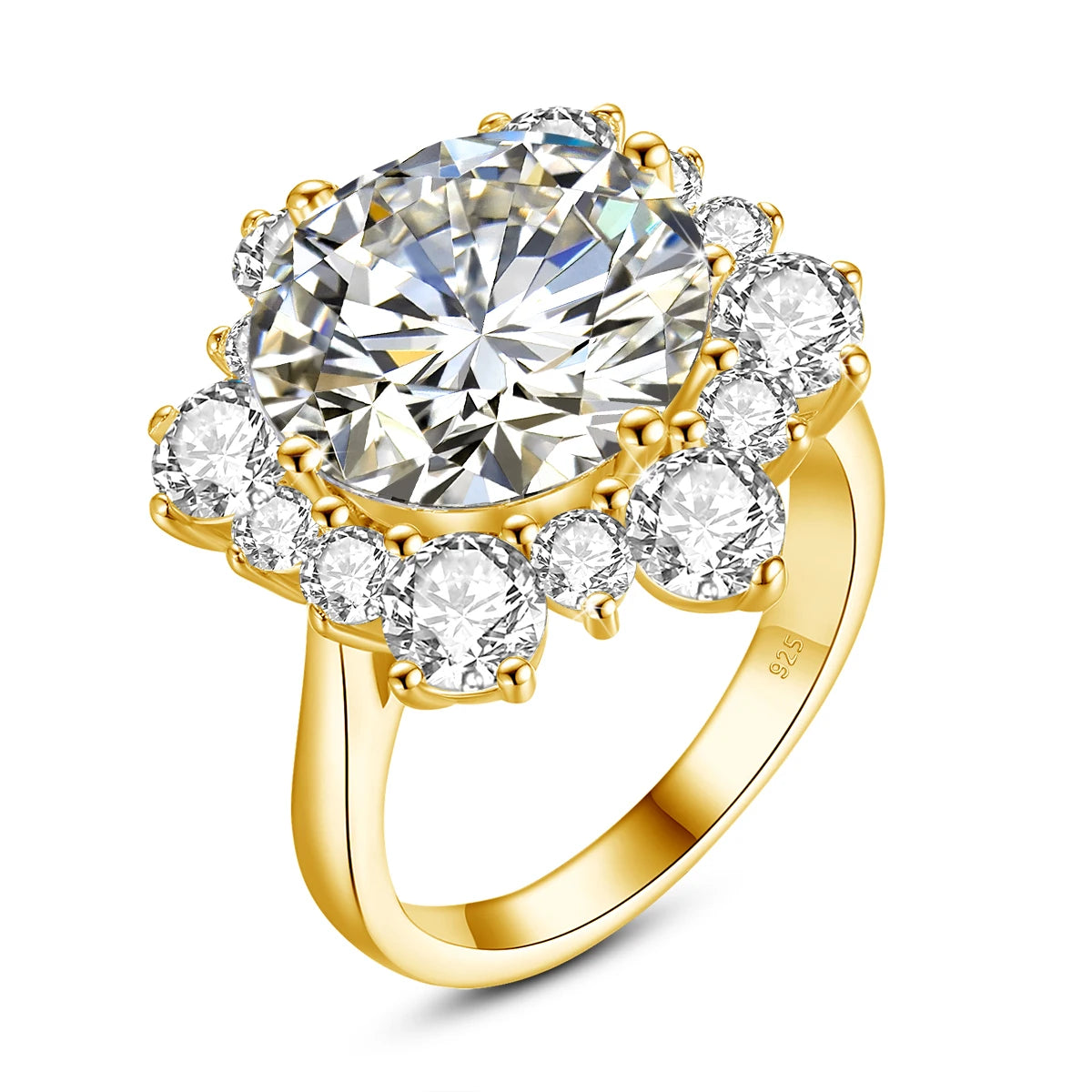 Damen-Ring Moissanit 8ct Rundschliff 13mm Zertifiziert für Verlobung oder Hochzeit