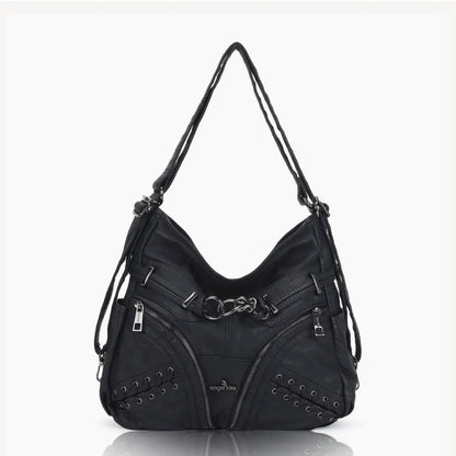 Damen-Schultertasche aus PU mit Mehrfachfächern und verstellbarem Schulterriemen Top-Handle-Design
