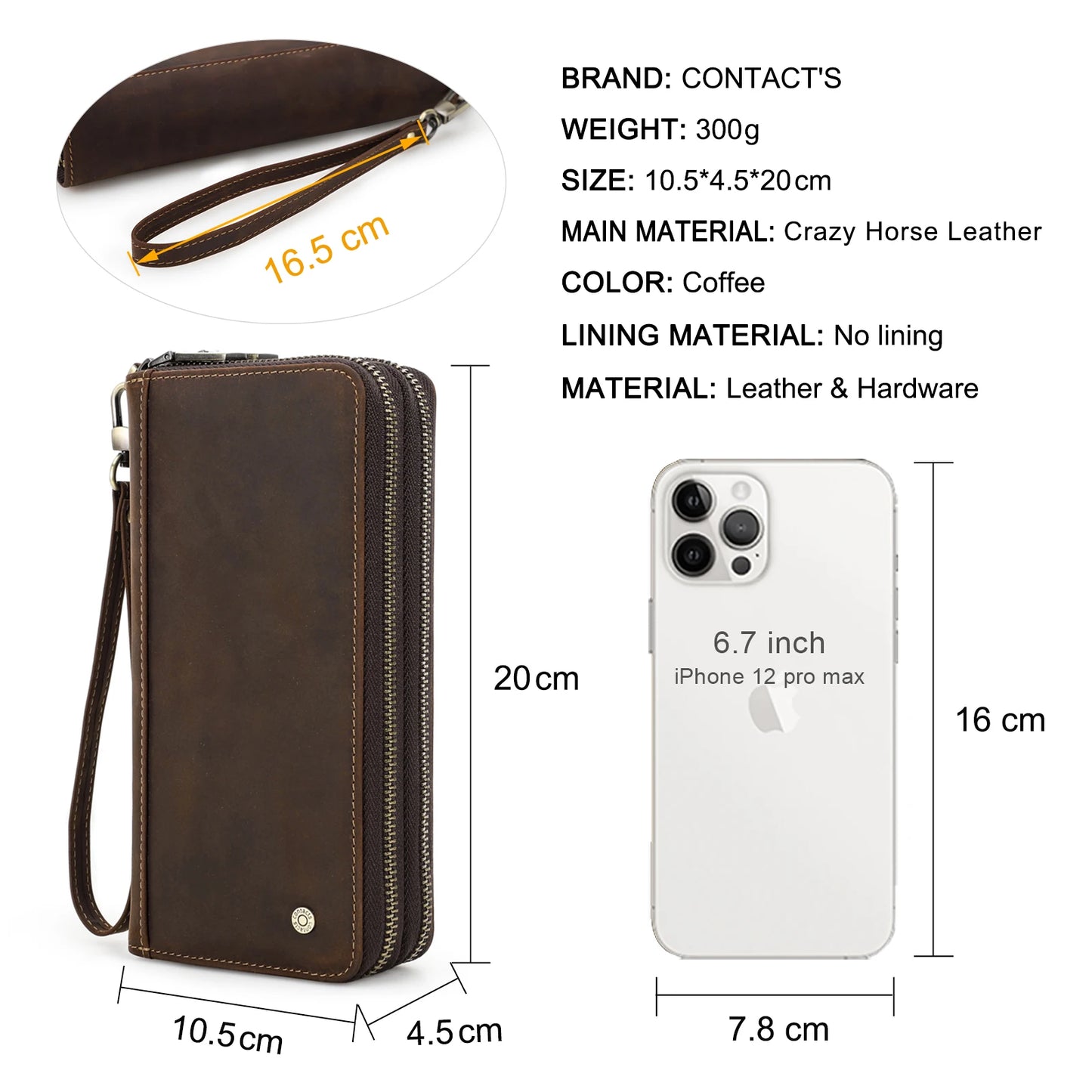 Herren Echtleder Clutch Vintage Business Geldbörse Kartenhalter Reise Büro Geschenk