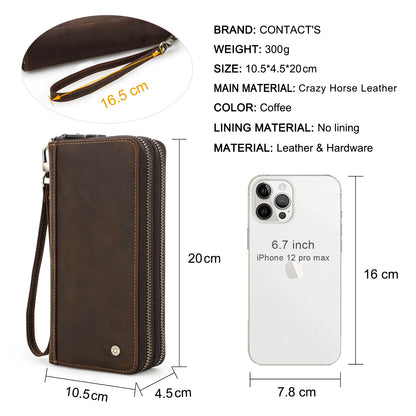 Herren Echtleder Clutch Vintage Business Geldbörse Kartenhalter Reise Büro Geschenk