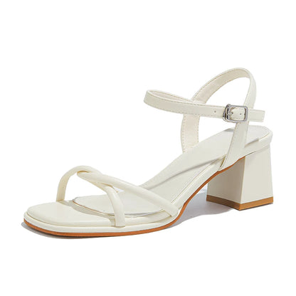 2025, neue Damensandalen, rutschfeste Mode-Sandalen mit quadratischem Absatz für Damen, große Sommer-High-Heels-Damenschuhe mit einem Riemen