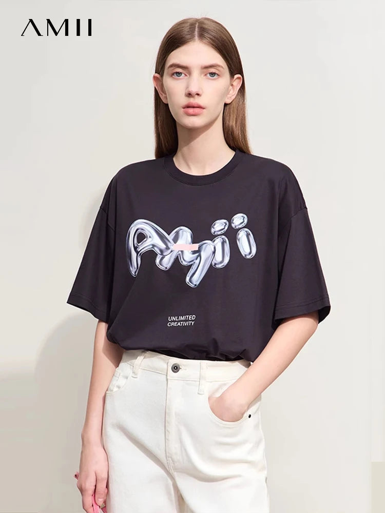 Damen T-Shirts im lässigen Stil mit O-Ausschnitt und modischem Druck
