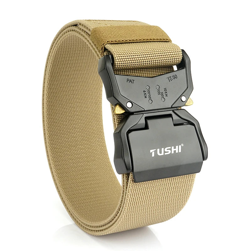 VATLY Breiter Elastik-Gürtel Herren 5 cm Aluminium-Schnellverschluss Militär-Stil