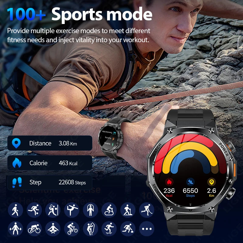 Männer Sport Smart Uhr mit IP68 Wasserdichtigkeit und Bluetooth Anruffunktion