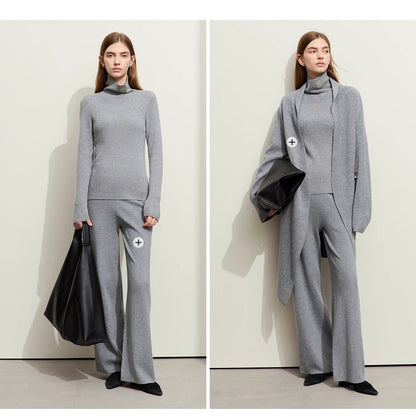 Damen-Rollkragenpullover Kaschmir-Wolle Slim Stickerei Winter