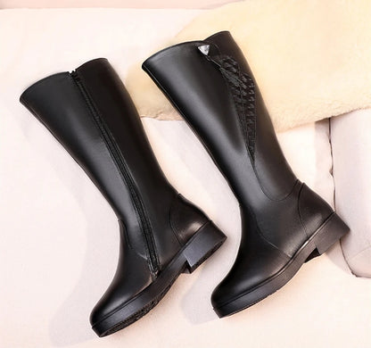 AIYUQI Women Winter Boots 2025 New Genuine Leather Women Long Boots Anti Slip Large Size 41 42 43 Wool Warm Knight Boots Women