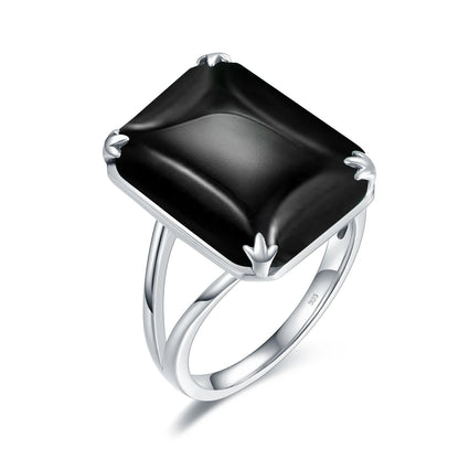 Damen-Amethyst-Ring aus 925er Sterlingsilber mit rechteckigem Stein 13x18 mm Feines Schmuckstück