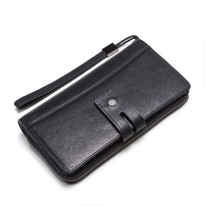 Herren Echtleder Clutch Lange Vintage Geldbörse Reißverschluss Kartenhalter Münzfach