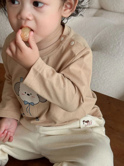 Mädchen T-Shirt im koreanischen Stil mit niedlichem Cartoon-Hundedesign