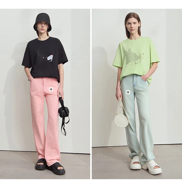 Damen T-Shirt im lässigen Stil mit Rundhalsausschnitt und kurzem Arm