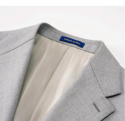 Eleganter Herrenanzug aus 60% Wolle in Hellgrau – Slim Fit Blazer und Hose für Hochzeiten und festliche Anlässe