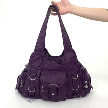 Damen-Umhängetasche Mit Mehrfachfächern Kleine Kunstleder-Satchel für Alltag und Freizeit