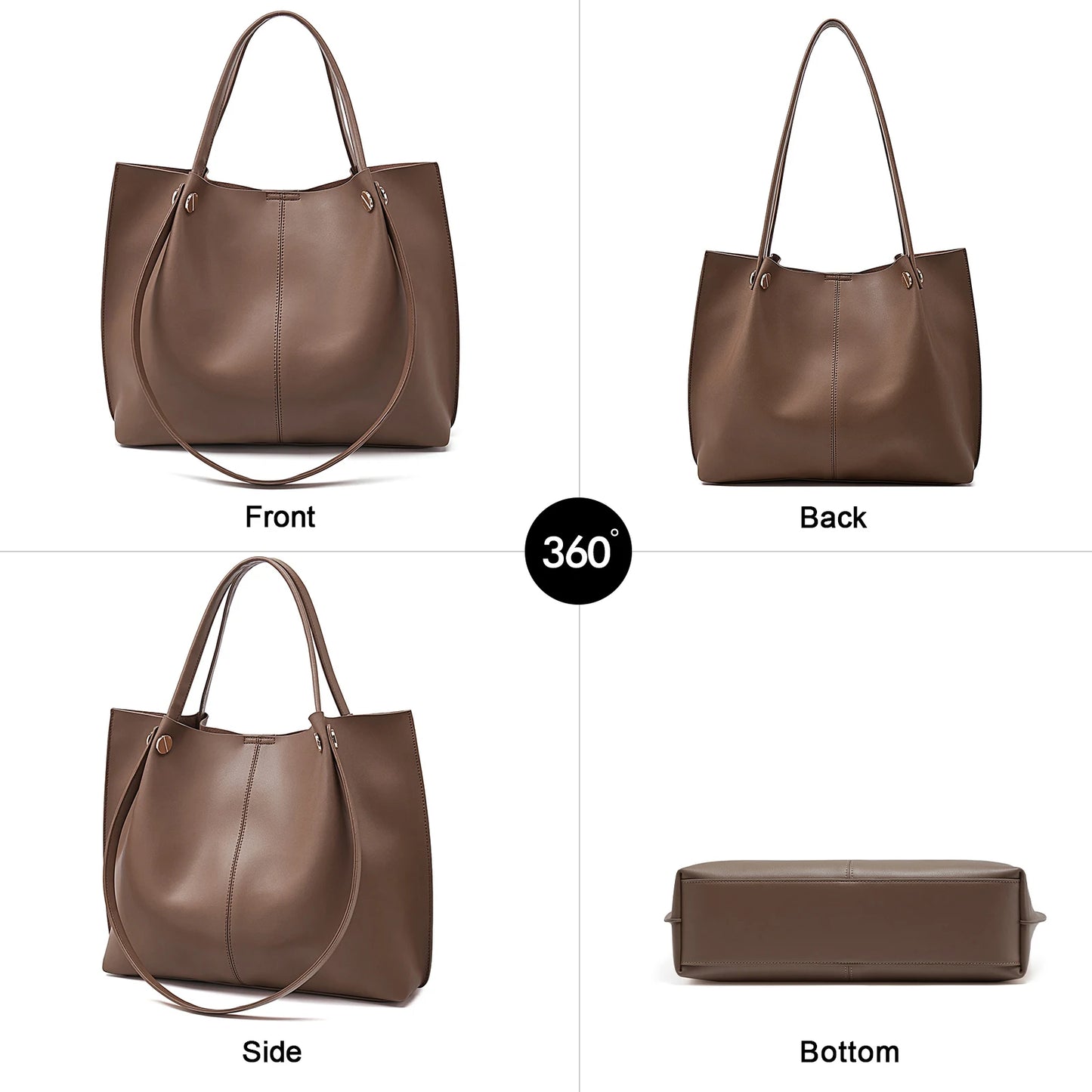 Damen Schultertasche Aus Splitleder Retro-Stil Großes Fassungsvermögen