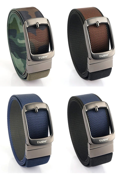 Herren-Gürtel Reversibel mit Automatischer Schnalle aus Nylon Zweifarbig 34mm Breite