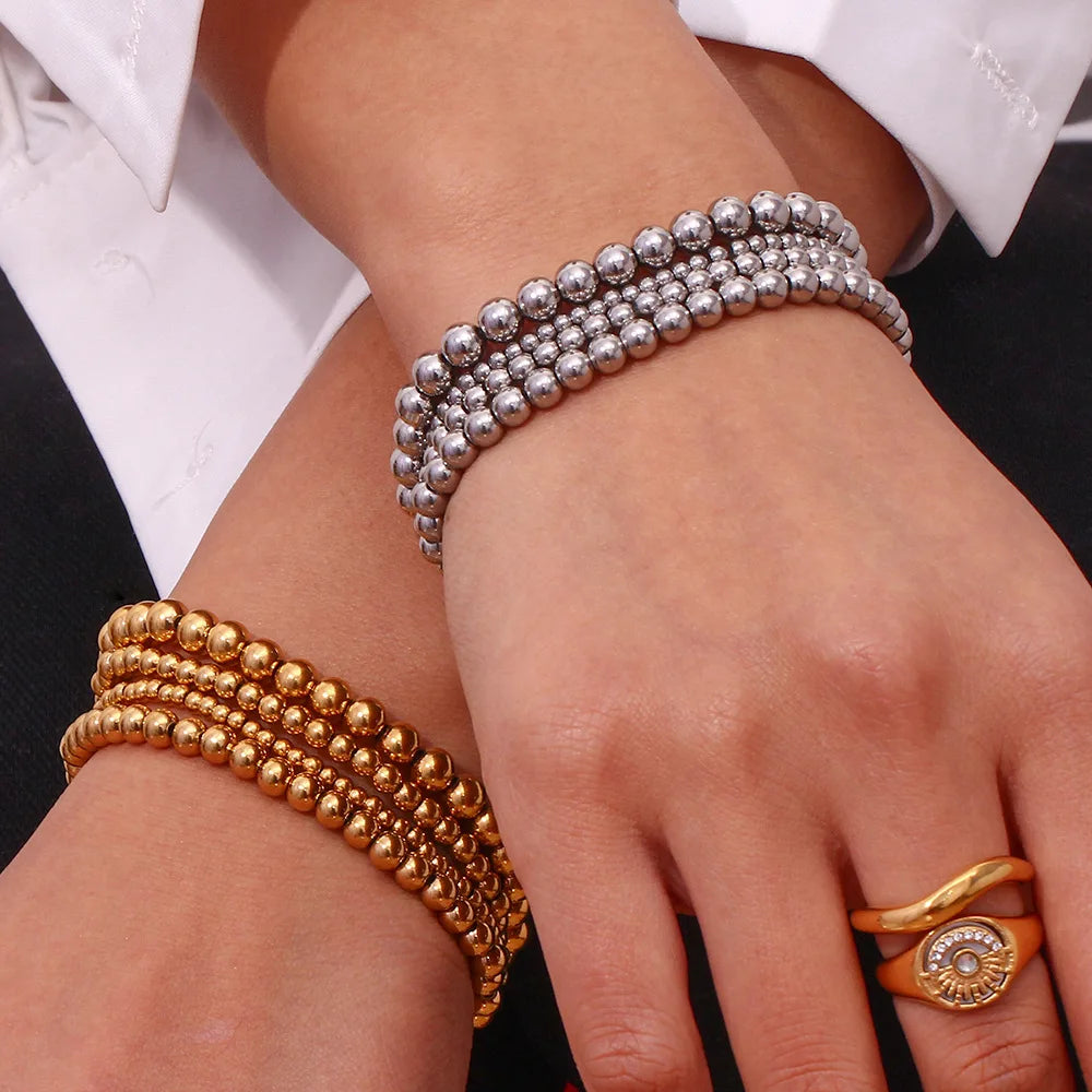 Damen-Perlenarmband mit Farbverlauf aus Edelstahl