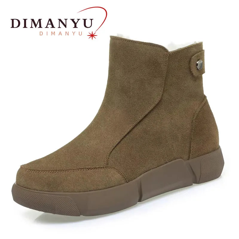 AIYUQI Snow Boot Women 2025 Winter New Suede Genuine Leather Women Short Boots Natural Wool Warm Non-slip Women's Ankle Boots