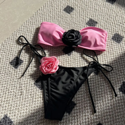 Gestreifter Damen-Bikini im brasilianischen Stil – ideal für Strand und Pool