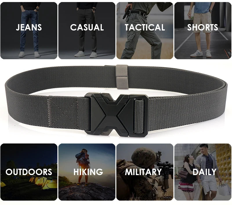 Herren-Taktischer Gürtel aus Nylon mit Elastischem Band und Schnellverschluss 3,8 cm Breite