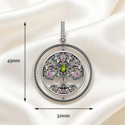 Damen-Charm-Anhänger Lebensbaum rotierend Glück aus Sterlingsilber