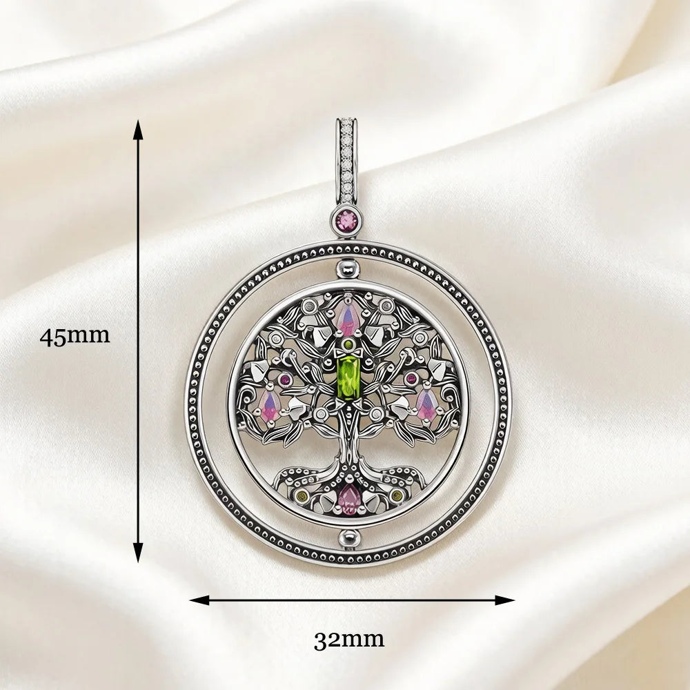 Damen-Charm-Anhänger Lebensbaum rotierend Glück II aus Sterlingsilber